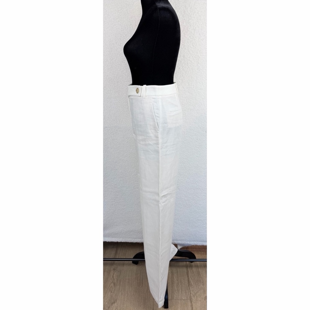 MASSIMO DUTTI • White 100% Linen High-Waisted Wide Leg Trouser Pants, 2 - Picture 7 of 13